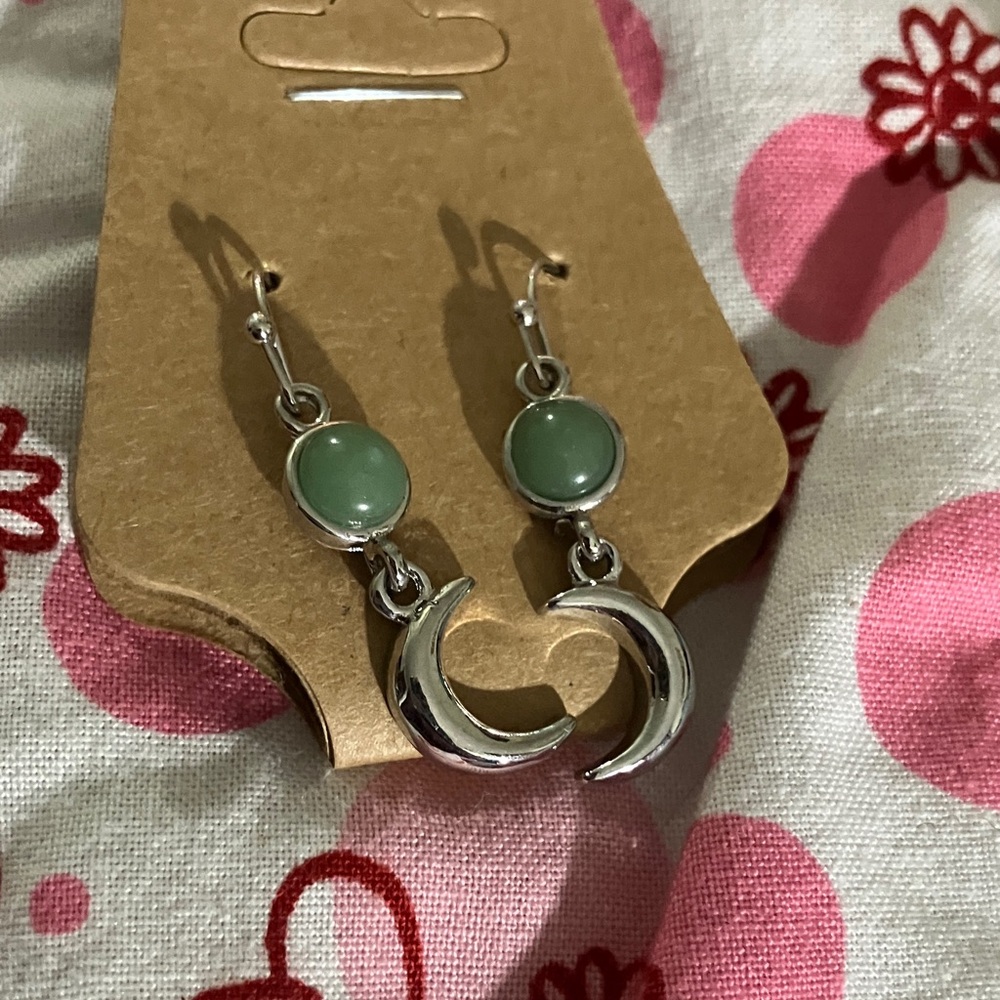 Chic Silver and Green Drop Earrings